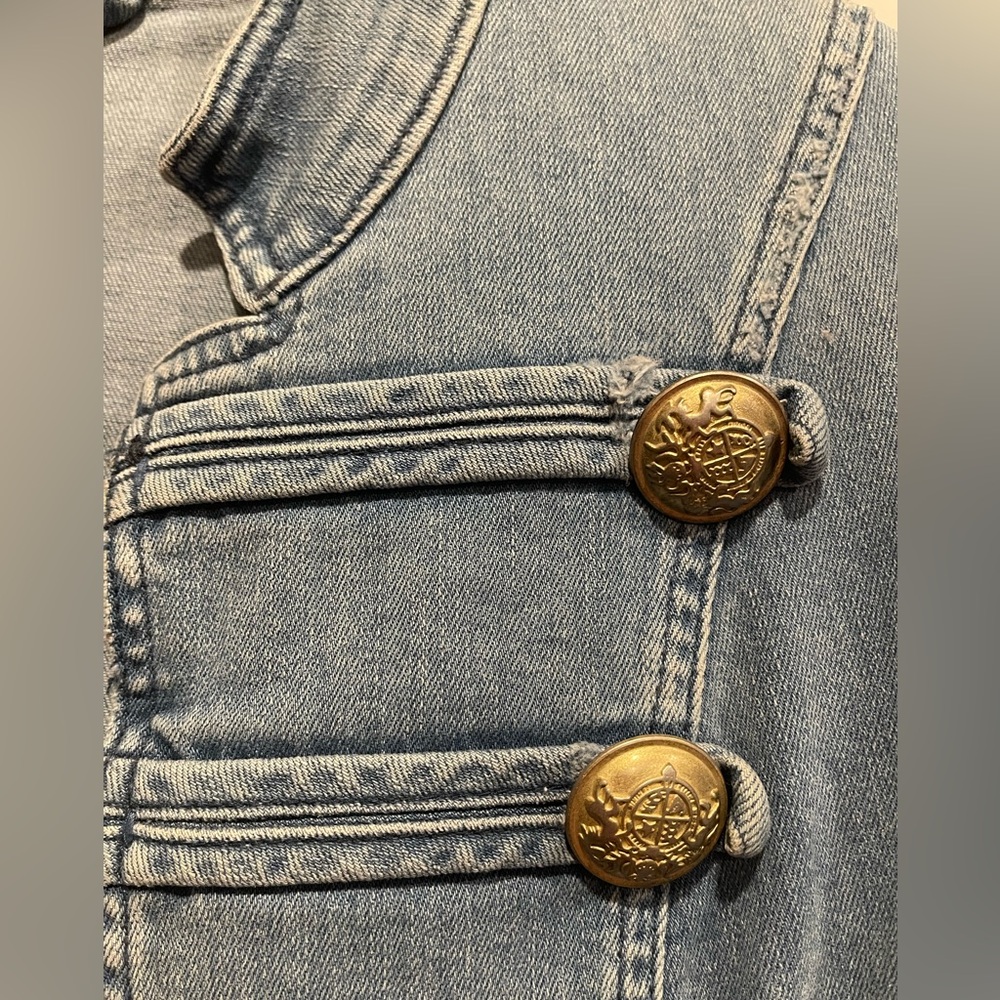 Free People Light Blue Military-Style Jean Jacket - Picture 6 of 14
